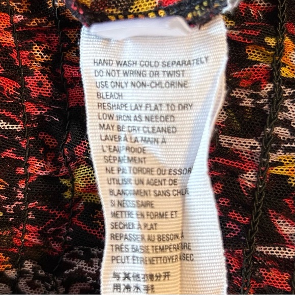 Free People Women’s Twyla Smocked Cropped Black Floral Sheer Blouse Top, Large - Picture 9 of 9